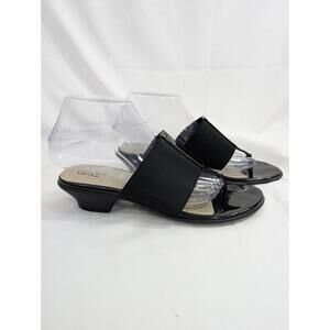 Women's Size 8 1/2 East 5th brand black slip-on wedge sandals
